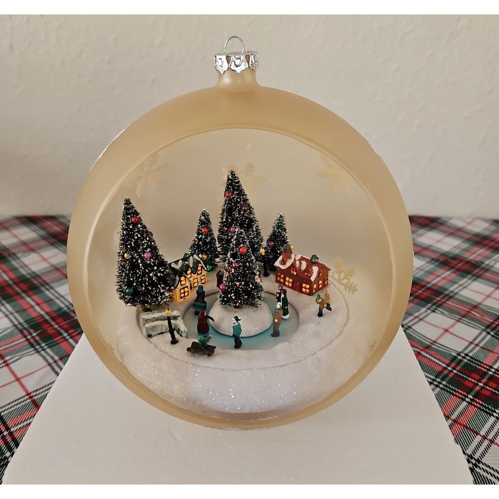 Mr. Christmas Ornament with Lighted & Animated Ice Skating Scene Decor